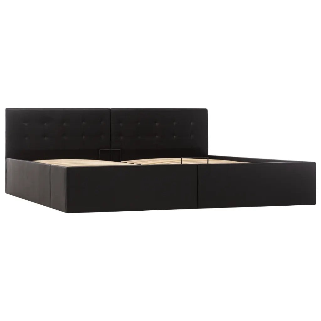 Giroletto con Contenitore-Struttura Letto con contenitore Idraulico Nero Similpelle 180x200cm