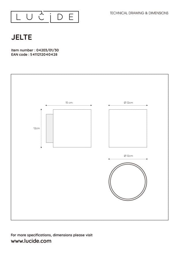 Lucide Jelte lampada da parete G9 IP44 bianco/nera