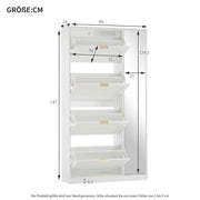 Armoire ?? chaussures - Xylo - 80x24x147cm - Blanche - Avec miroir et 4 compartiments