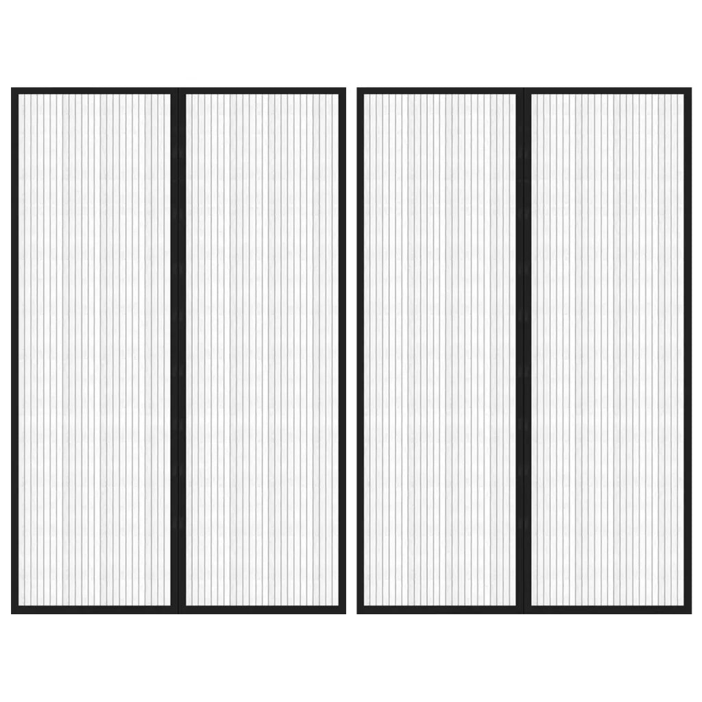 Tende Antimosche 2 pz per Porte con Magneti Nere 220x130 cmcod mxl 119338