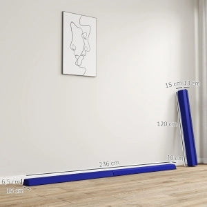 Trave d’equilibrio pieghevole 236 cm, blu, leggera e antiscivolo, portata fino a 80 kg