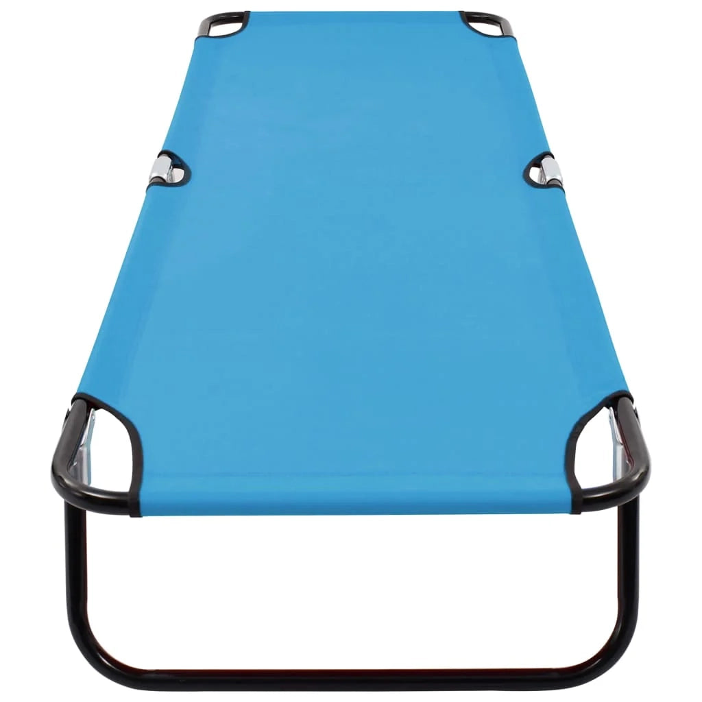 Lettino da campeggio pieghevole mobili da esterno acciaio blu turchese 02_0012795