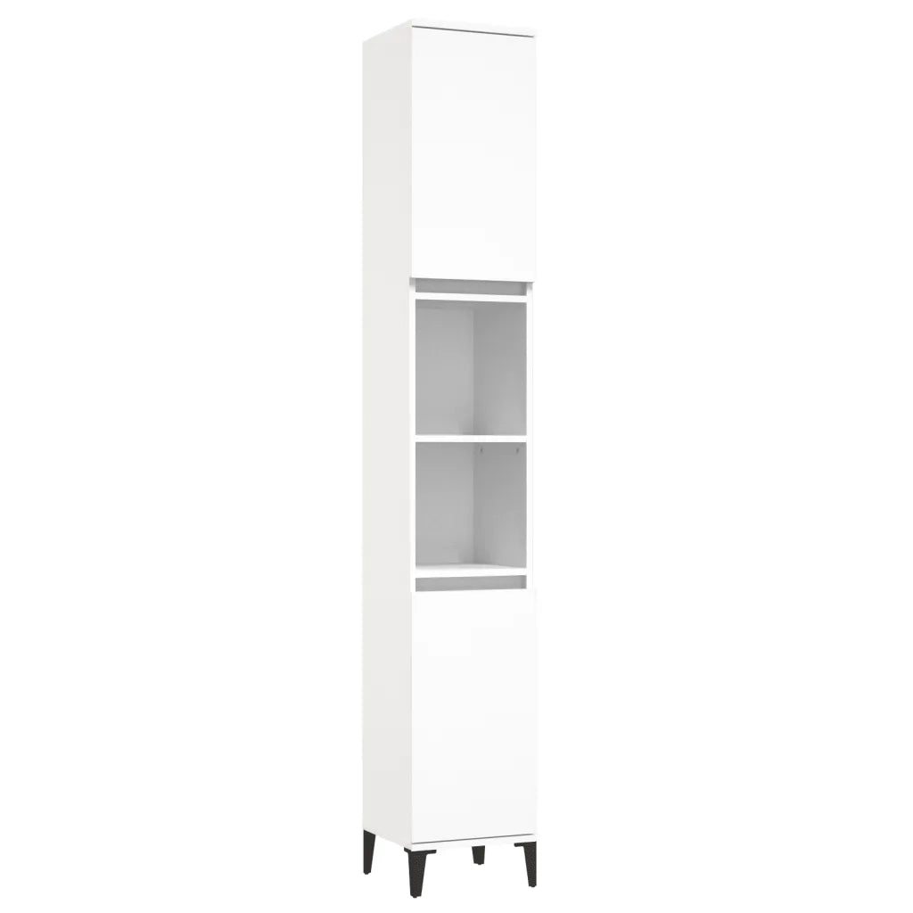 Set di Mobili da Bagno | Armadio da bagno 3 pz Bianco in Legno Multistrato