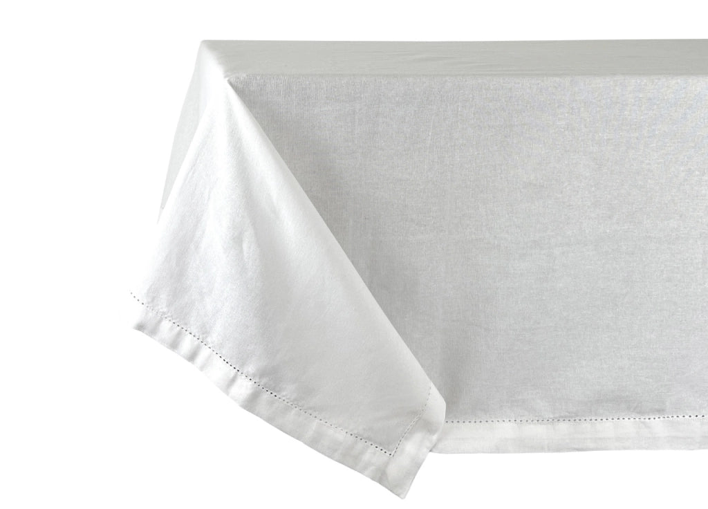 Tovaglia Cucina Soggiorno In Cotone Con Orlo A Giorno In Tinta Unita Ajour - 140x300cm - Bianco