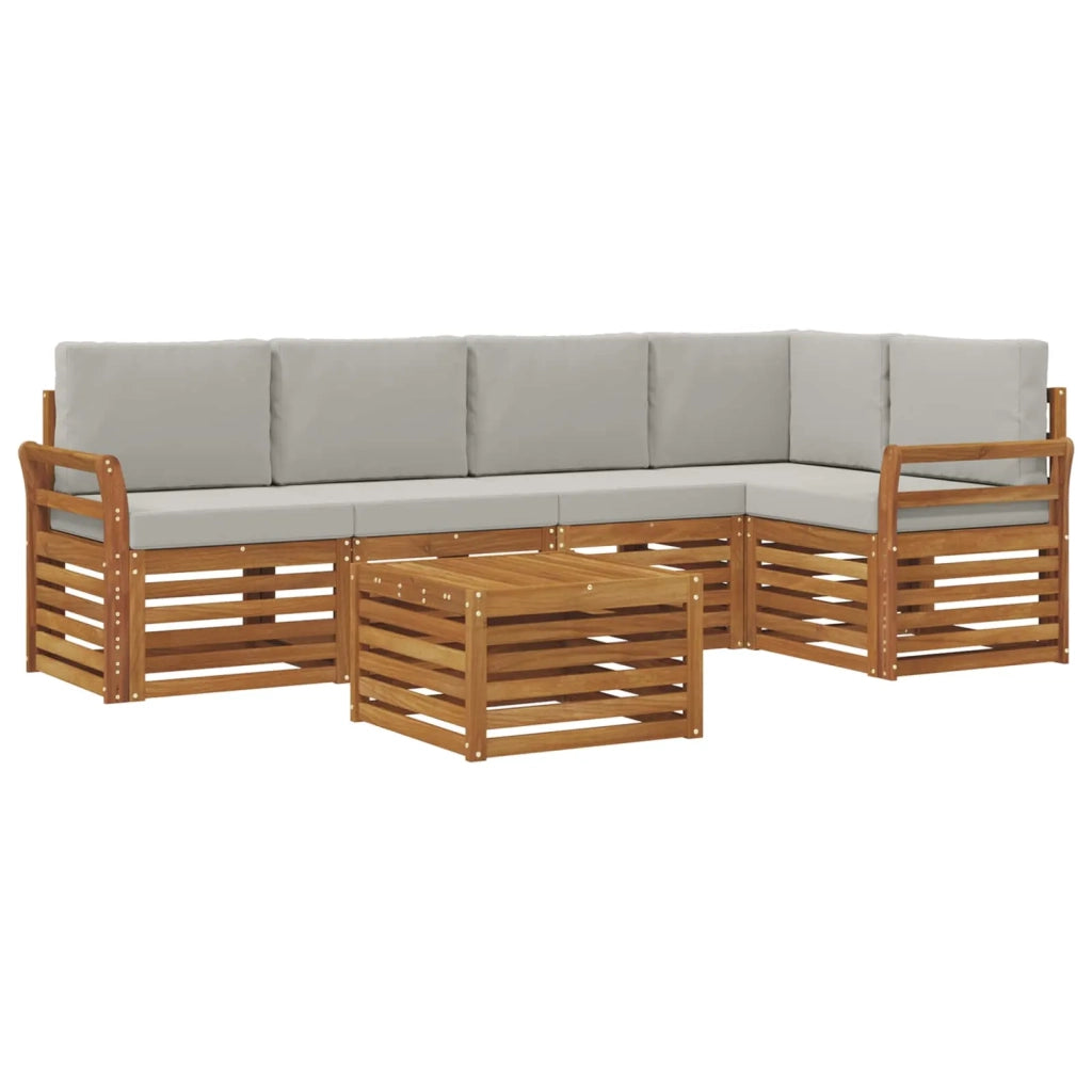 Set divano sezionale con cuscino 6 pcs Grigio Naturale e Chiaro