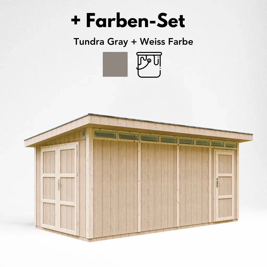 Casetta da Giardino di QUALIT? PREMIUM 8.52+2.95m?²-L530xW279cm - TIMBELA M905C-TUNDRA GREY