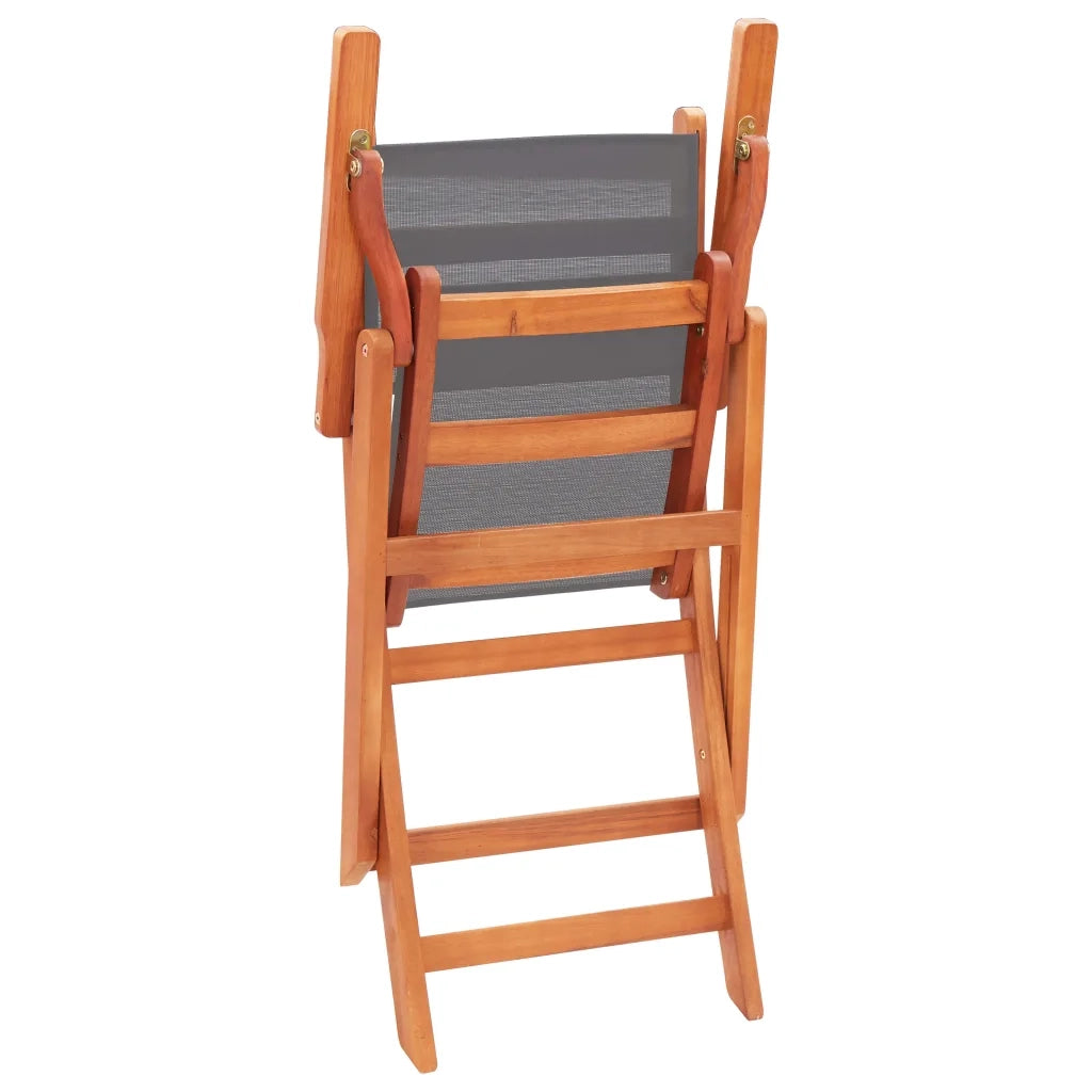 Sedie da Giardino Pieghevoli 4 pz Grigio Eucalipto e Textilene 48691