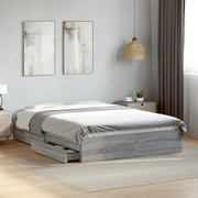 Giroletto Cassetti-Struttura Letto con contenitore Grigio Sonoma 140x200 cm Legno Multistrato 620852
