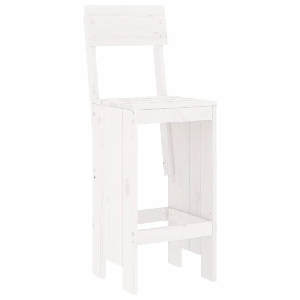 Sgabelli da Bar 2pz Bianchi 40x48,5x115,5cm Legno Massello Pino 825360