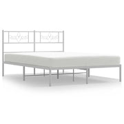 Letto matrimoniale | Letto per adulti | Giroletto con Testiera Metallo Bianco 135x190 cm