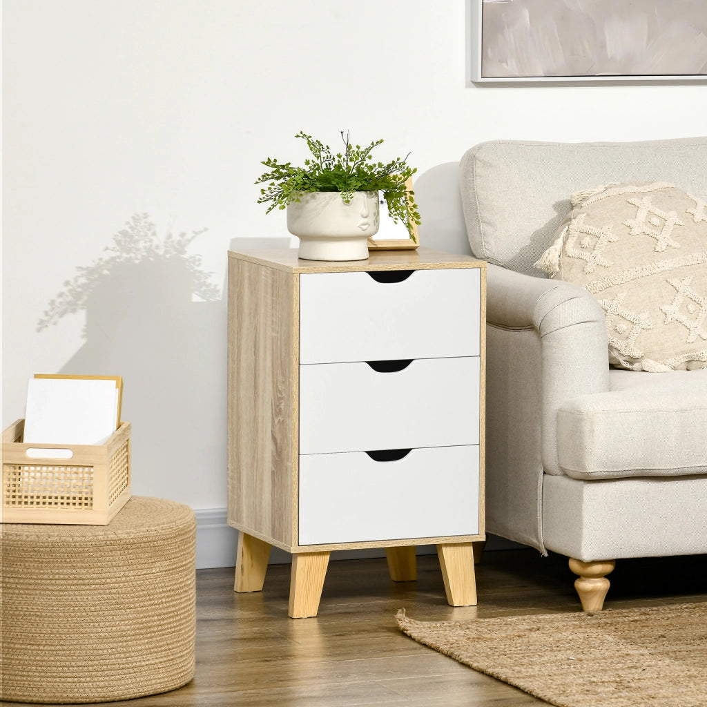 Cassettiera Moderna con 3 Cassetti ¨C zephmum ¨C 40x35x68,5 cm Legno Naturale