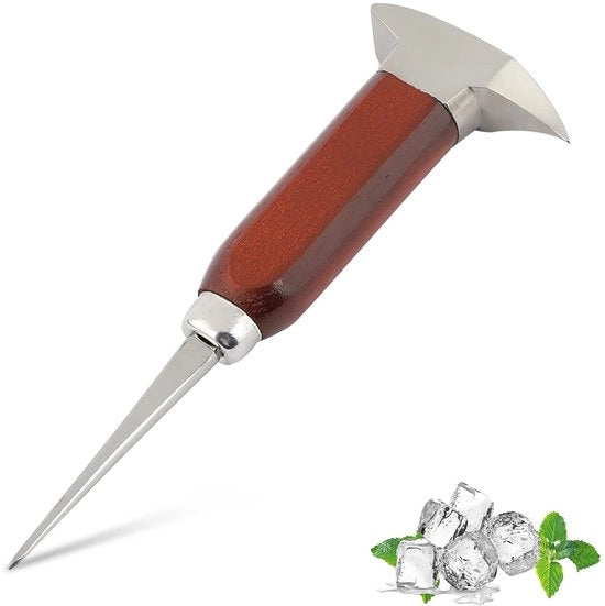 Sfregiatore per ghiaccio - Ideale per bar - Maniglie in legno - Pala in acciaio inossidabile per ghiaccio - Per cocktail - 19 x 6 x 2,5 cm