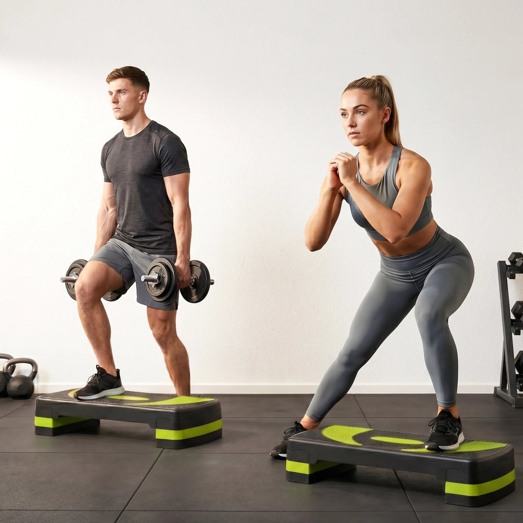 Stepper Fitness per Aerobica Regolabile su 3 Altezze da 10-15-20 cm, Verde e Nero