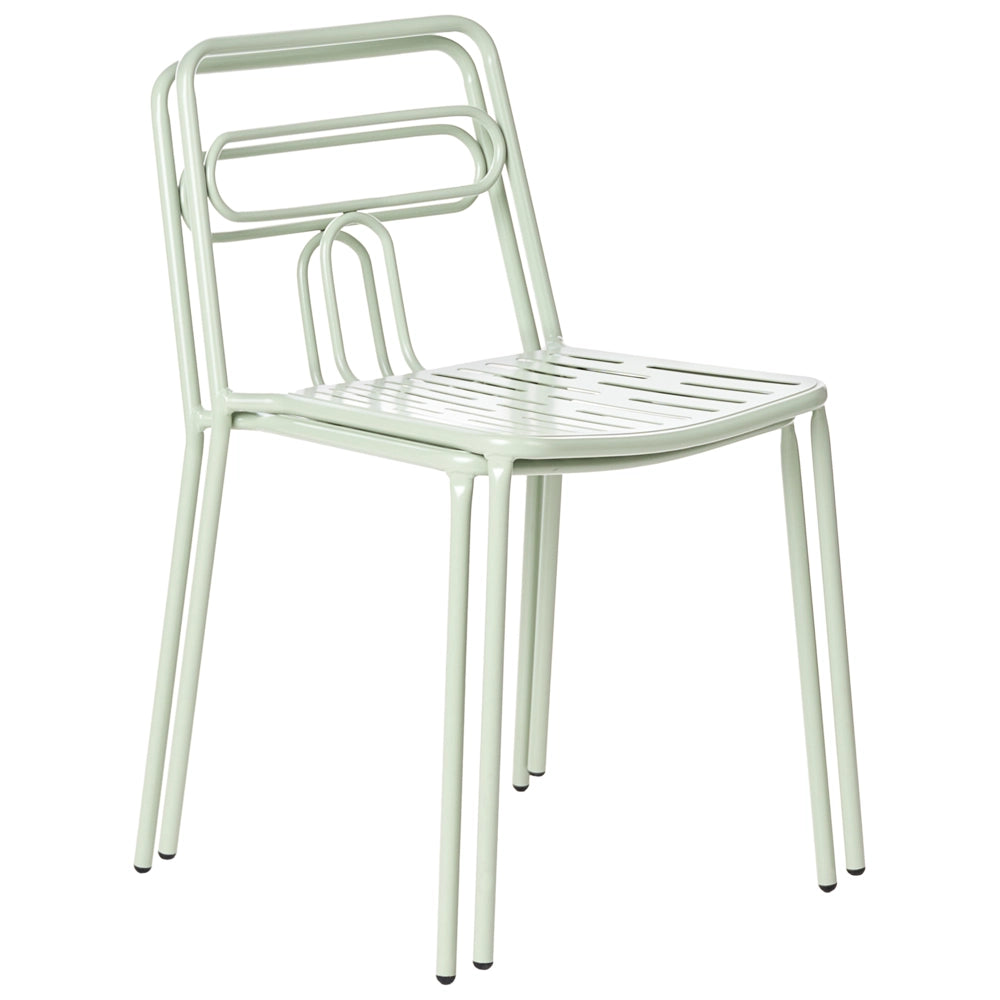 Set di 2 sedie da giardino verde con telaio in acciaio impilabili per esterni Patio moderne