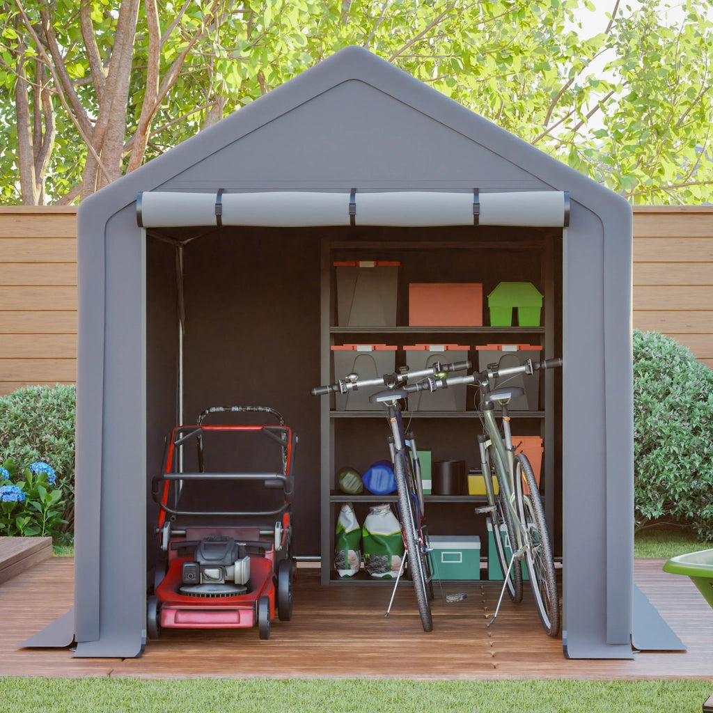 Tenda garage multifunzione grigio scuro per bici, attrezzi e deposito esterno 296x190x200 cm