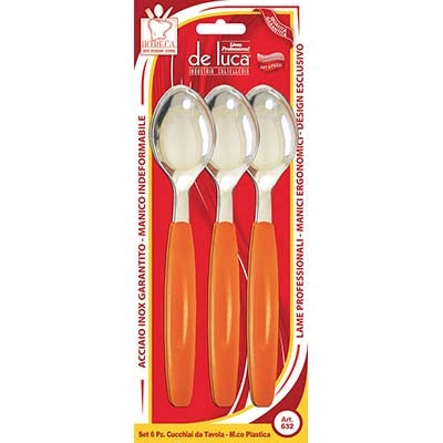 CUCCHIAIO TAVOLA SUPER DE LUCA - MANICO PLT/INOX CF=PZ 6 COLORI ASSORTITI- 2 confezioni
