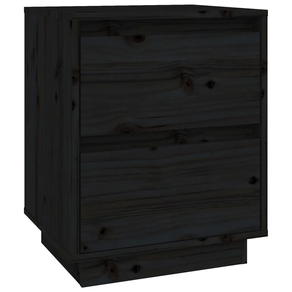 Comodini 2 pz Neri 40x35x50 cm in Legno Massello di Pino 813324