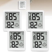 Termometro e Igrometro Digitale con Display a Smiling Face - Set da 4 - Per Interno - Con Supporto - Misuratore di Umidità - Termometro per Serra e Camera da Bambino .