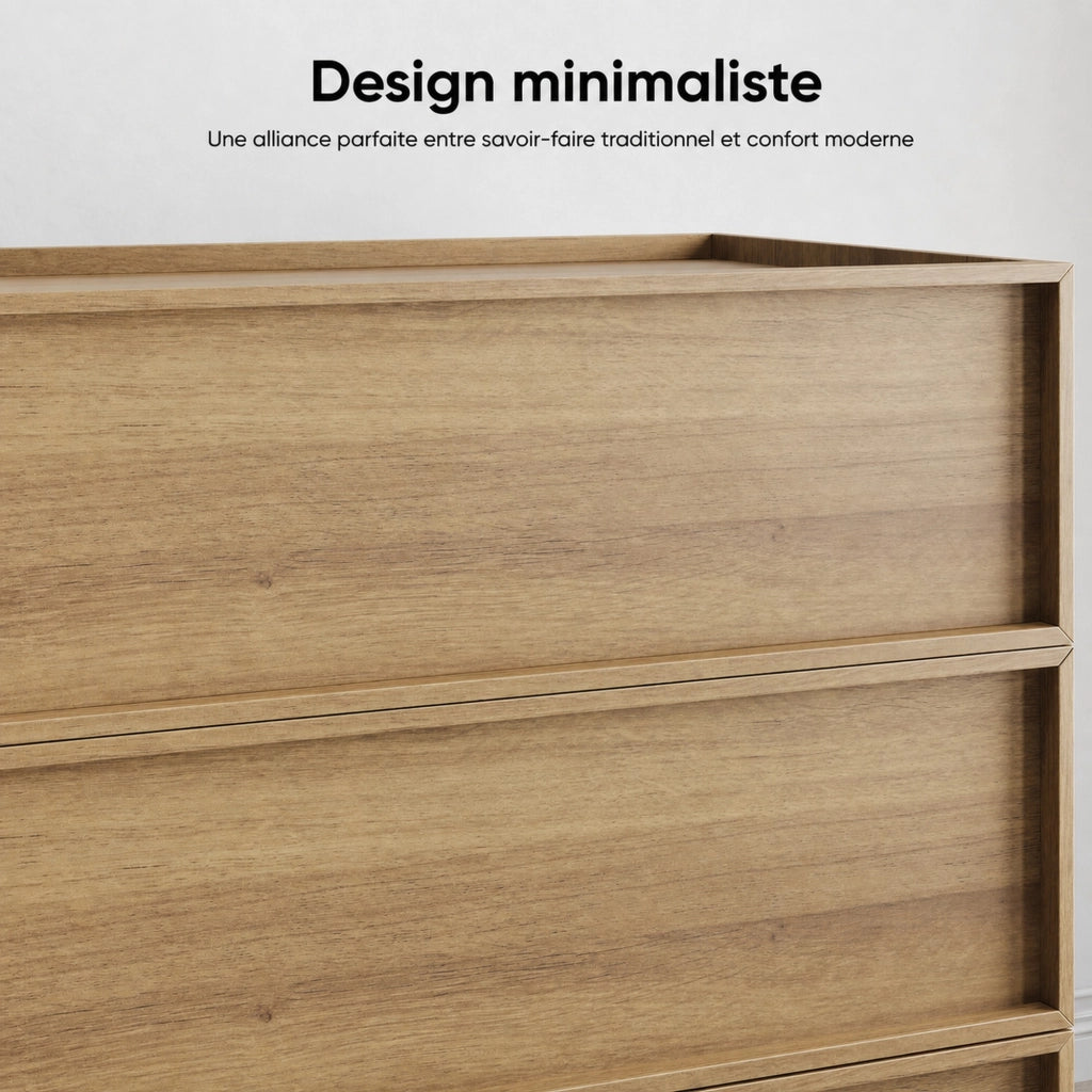 Cassettiera moderna con 3 cassetti, colore rovere, in MDF e truciolare, 80x48x78 cm