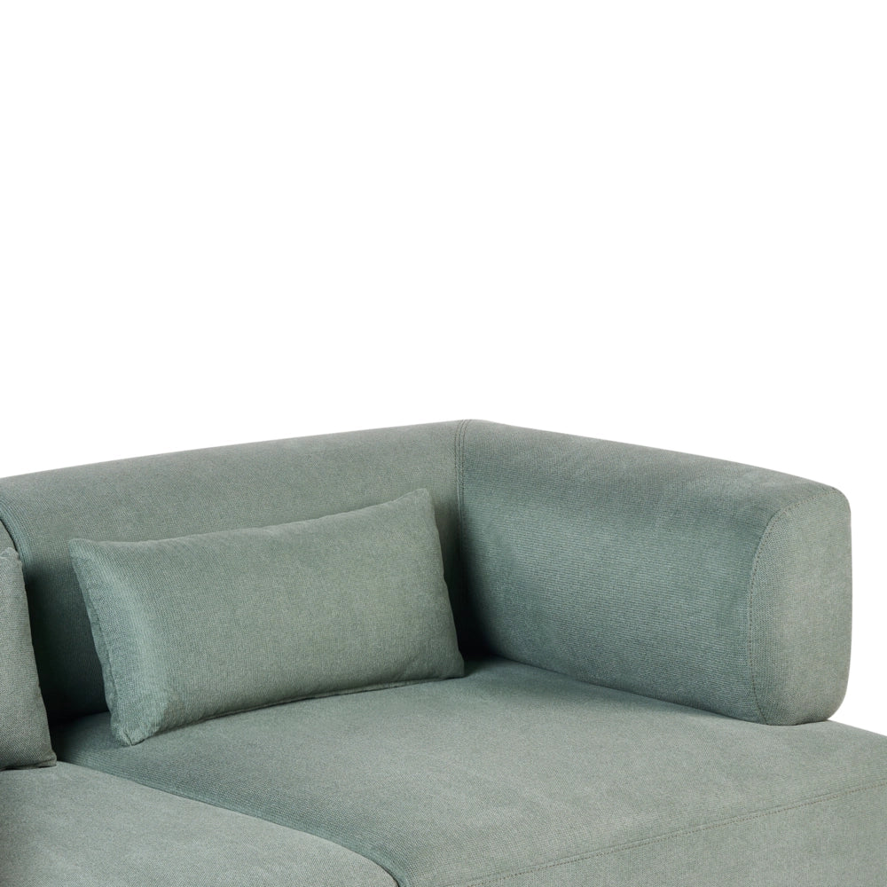Divano a 2 posti Rivestimento in tessuto verde chiaro con gambe in legno e braccioli lineari Materiale idrorepellente Stile moderno Soggiorno