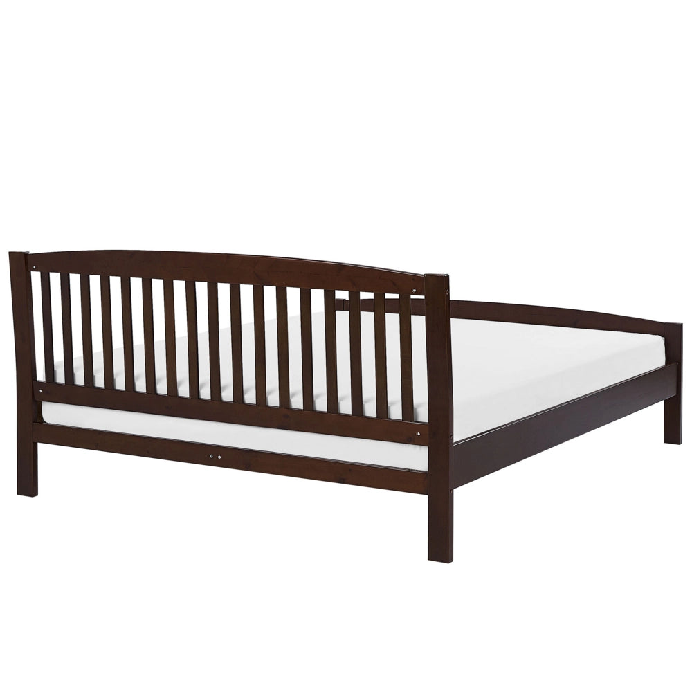 Letto in legno massello scuro 180 x 200 cm a doghe con pediera della testiera