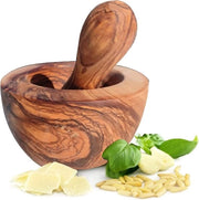 Vijzel con pestello di olivo di alta qualità, macinatrice di spezie per pepe, sale, erbe (diametro: 14cm)