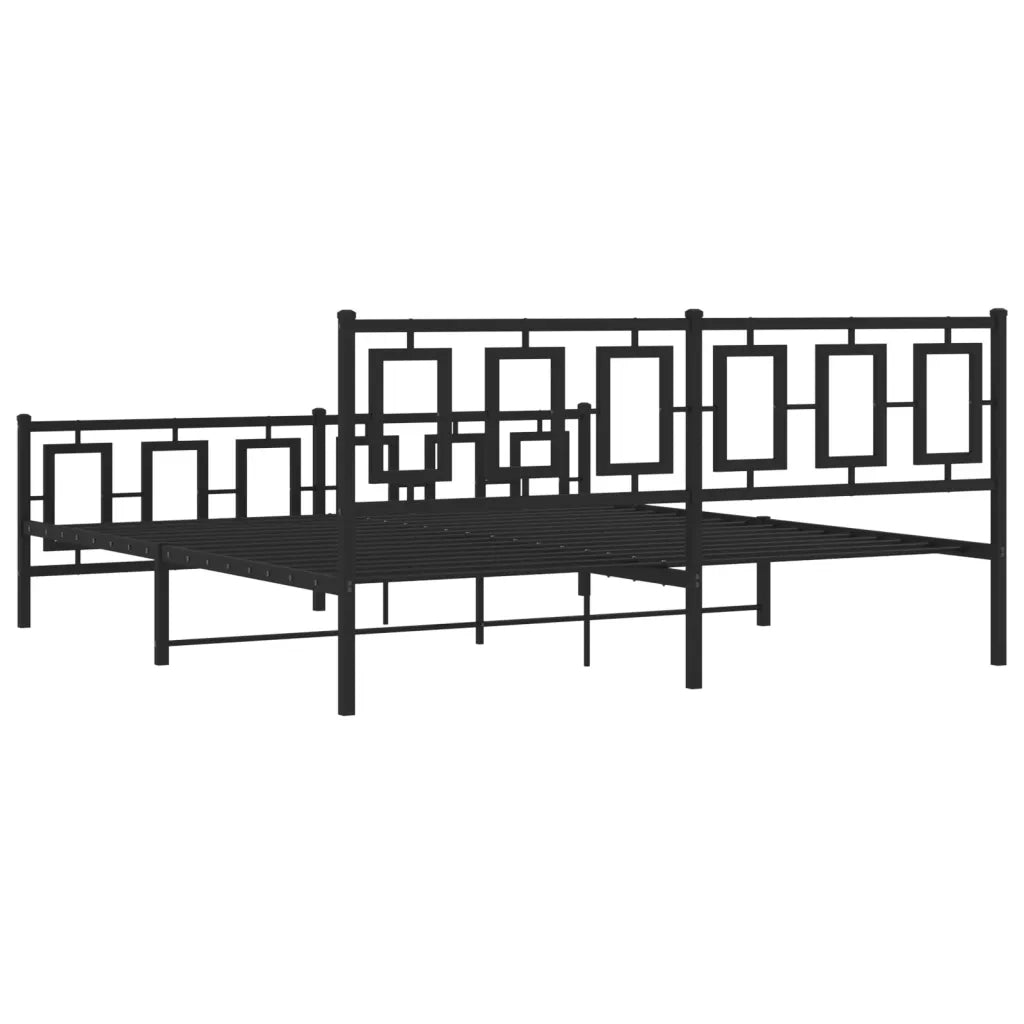 Giroletto con Testiera e Pediera-Struttura Letto Metallo Nero 183x213 cm 643611