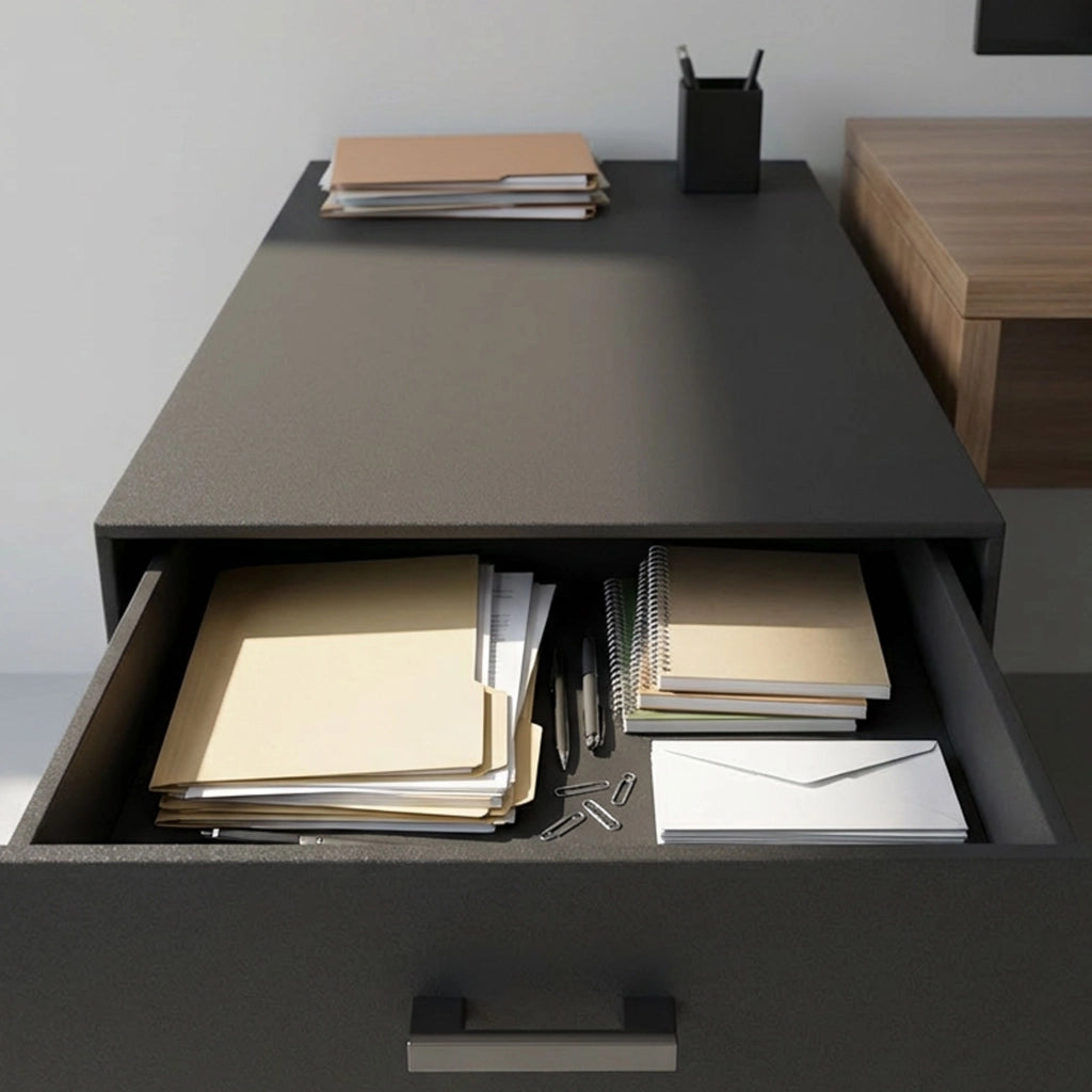Lyra - Cassettiera Porta Stampante 3 Cassetti Mobiletto da Ufficio con Ruote  in Legno MDF Nero