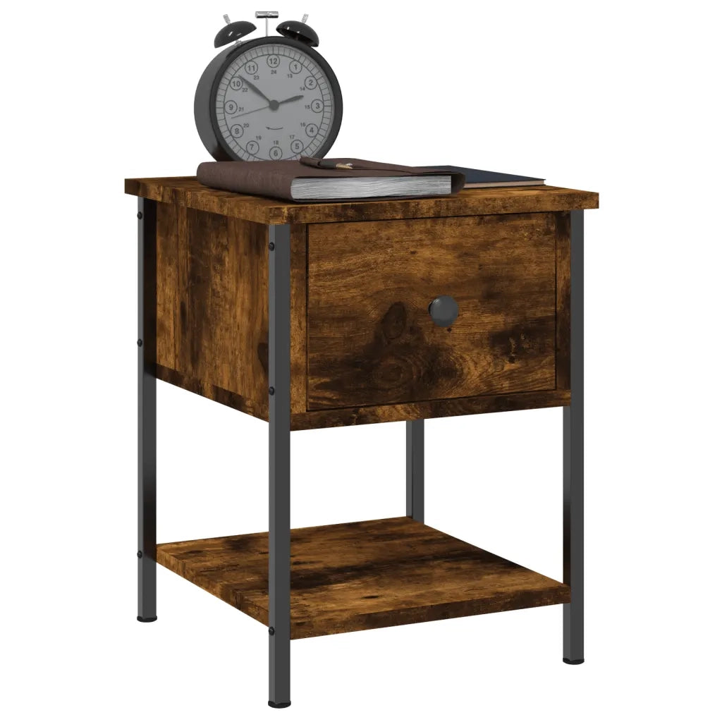 Comodino | Armadio da Notte | Mobiletto da notte Rovere Fumo 34x35,5x45 cm in Legno Multistrato