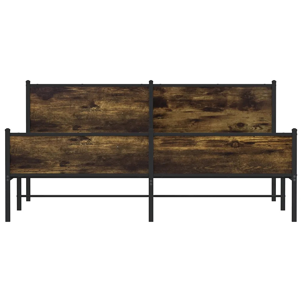 Letto matrimoniale | Letto per adulti | Giroletto senza Materaso in Metallo Rovere Fumo 180x200 cm