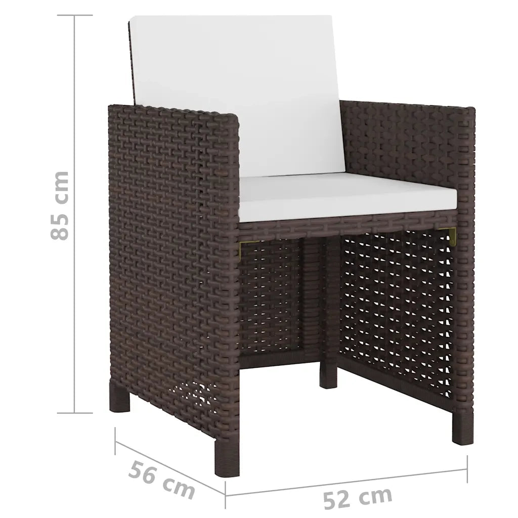 Set da Pranzo da Giardino 11 pz con Cuscini Polyrattan Marrone 42548