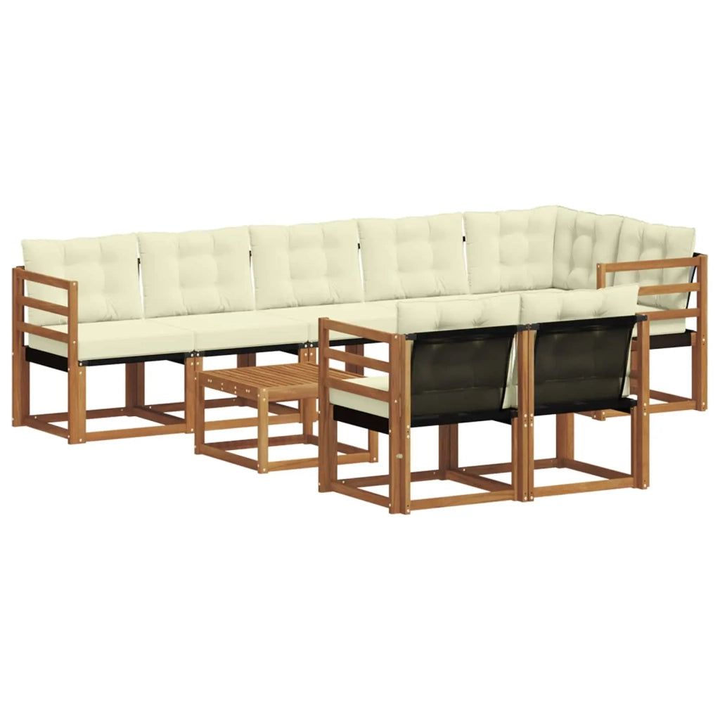 Set di divani da esterno con cuscino 9 pcs Naturale e Crema