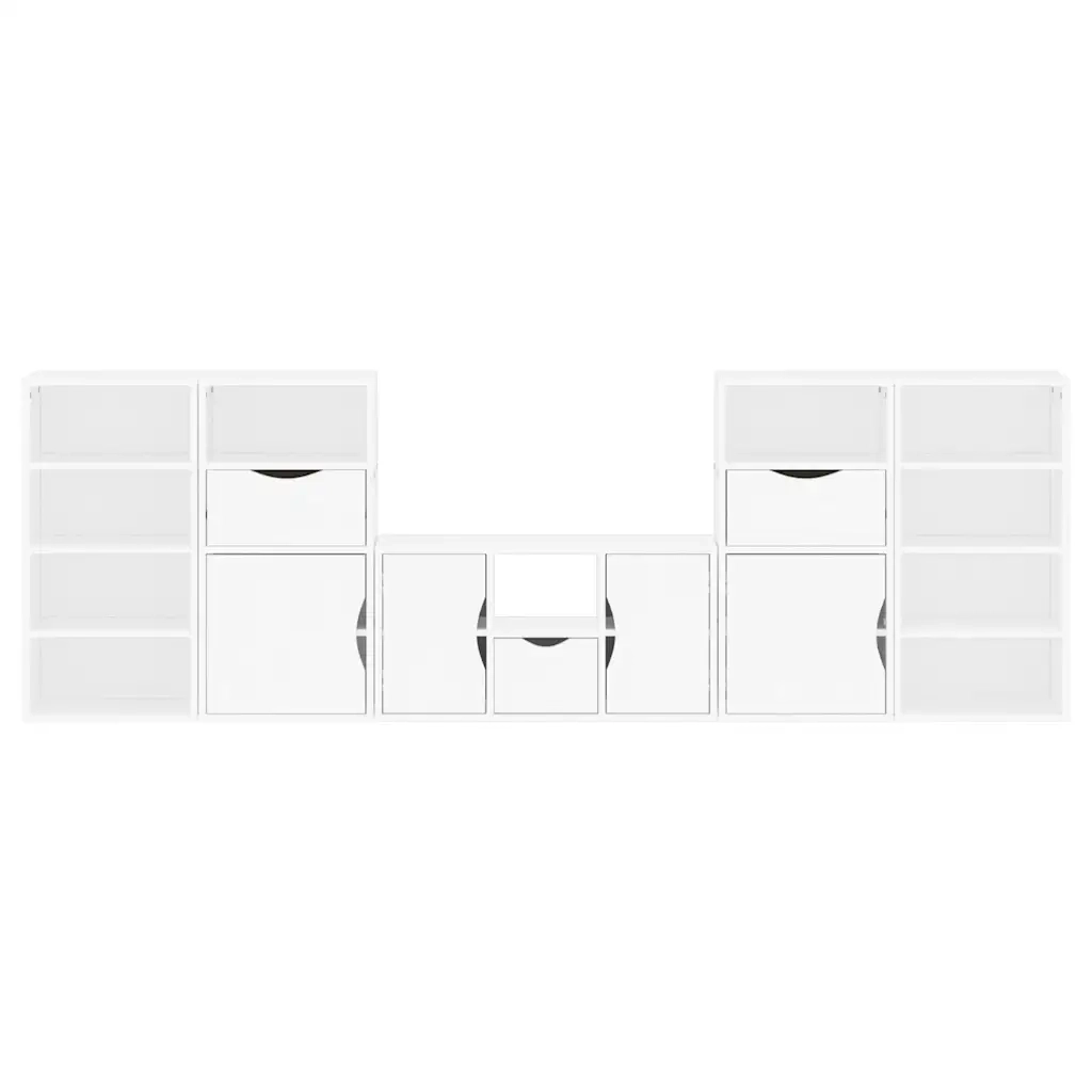 Mobile TV 5 pz con Contenitore ODDA Bianco in Legno di Pino 3365379