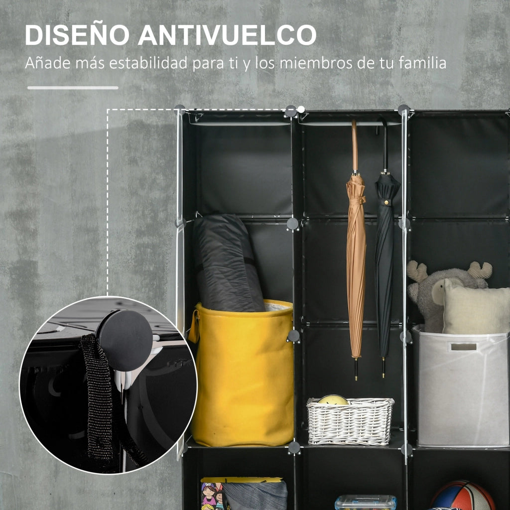 Armadio Portatile con Compartimenti e Appendiabiti ¨C zephmum ¨C Nero e Bianco 60x40x160