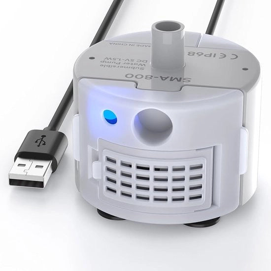 Pompa per fonte acqua per gatti, adatta per fonte acqua per gatti da 3,2L (H7), ultra silenziosa, anti-backflow, con lampada LED integrata