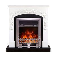 Camino Elettrico da Pavimento 97,5x90x25 cm Effetto Fiamma 2000W Casanova & Galileo silver Bianco/nero