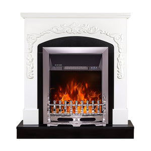 Camino Elettrico da Pavimento 97,5x90x25 cm Effetto Fiamma 2000W Casanova & Galileo silver Bianco/nero