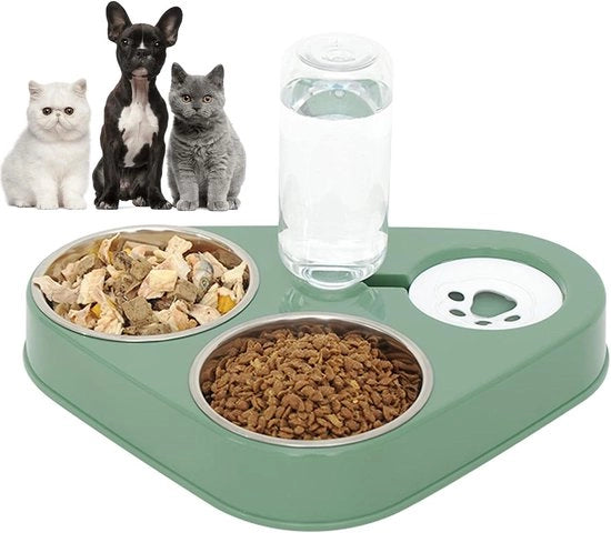Bowl da Cibo a Doppia Alimentazione 500ml - Acciaio Inossidabile di Alta Qualità con Base in Gomma per Cani Piccoli