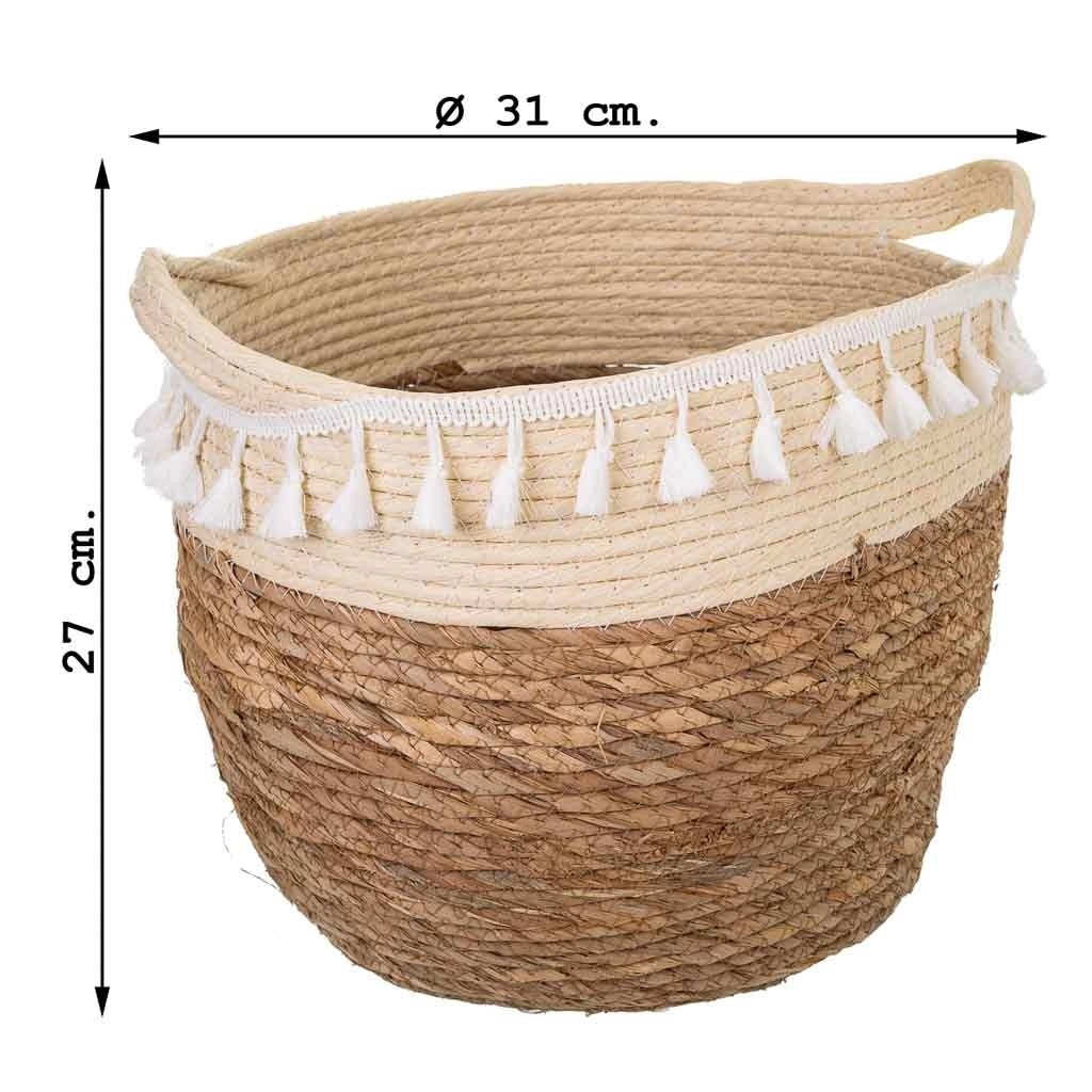 Navicella in fibra naturale marrone 31x31x27h