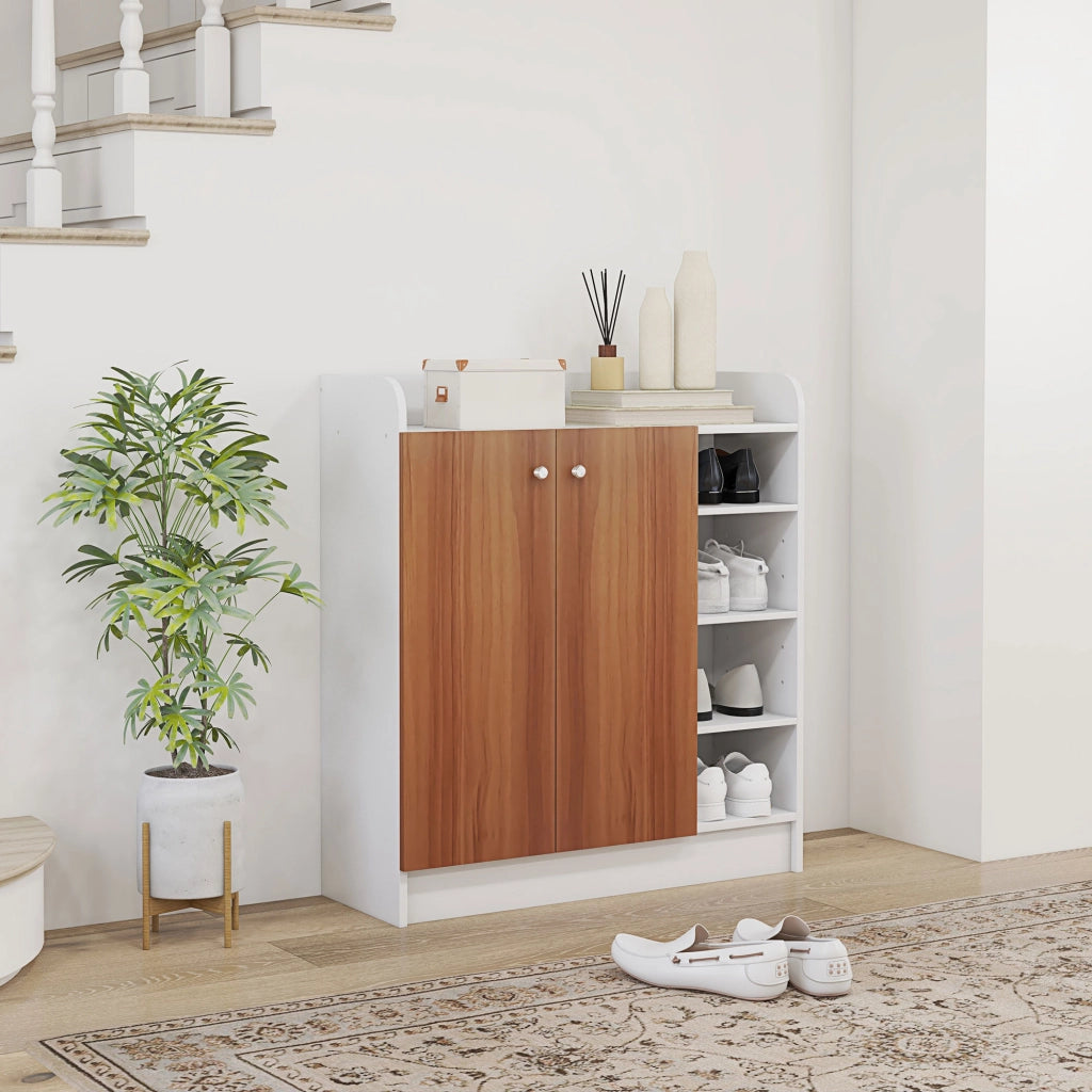 Scarpiera 2 Ante ¨C Xylo ¨C Legno Naturale 12 Paia Ripiani Regolabili 83x30x90 cm