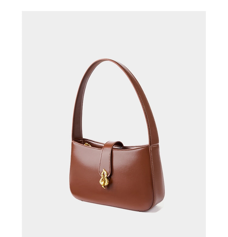 Borsa a mano da donna in vera pelle, modello tote bag, borsa a tracolla, marrone