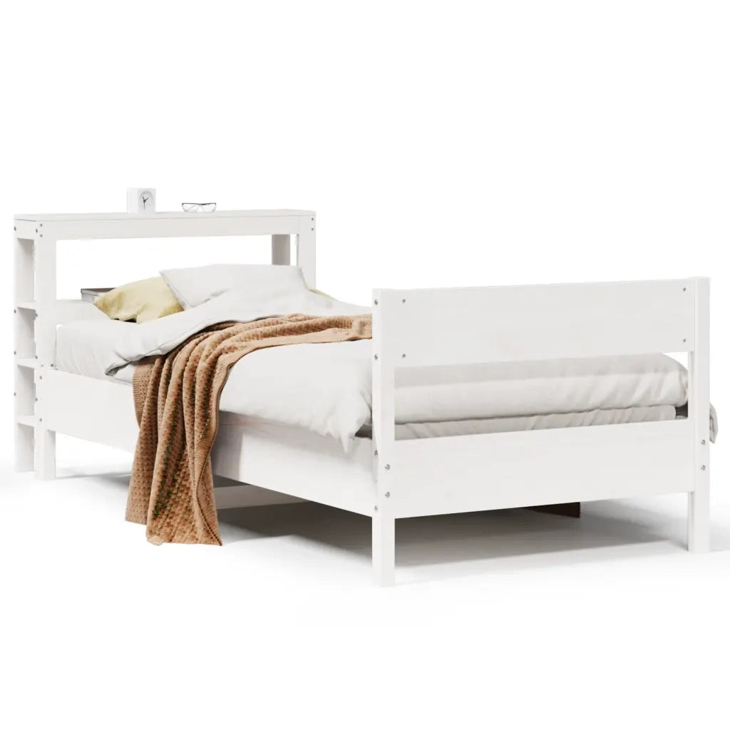 Letto senza Materasso Bianco 90x190 cm in Legno Massello Pino 3306208