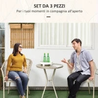 Set da Giardino in Rattan con 2 Poltroncine con Cuscini e Tavolino da Caffè in Vetro, Khaki