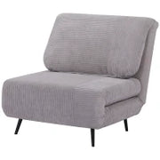 Poltrona Letto 2 in 1 Singola, Schienale Regolabile su 3 Livelli e Imbottito, Struttura in Legno e Acciaio