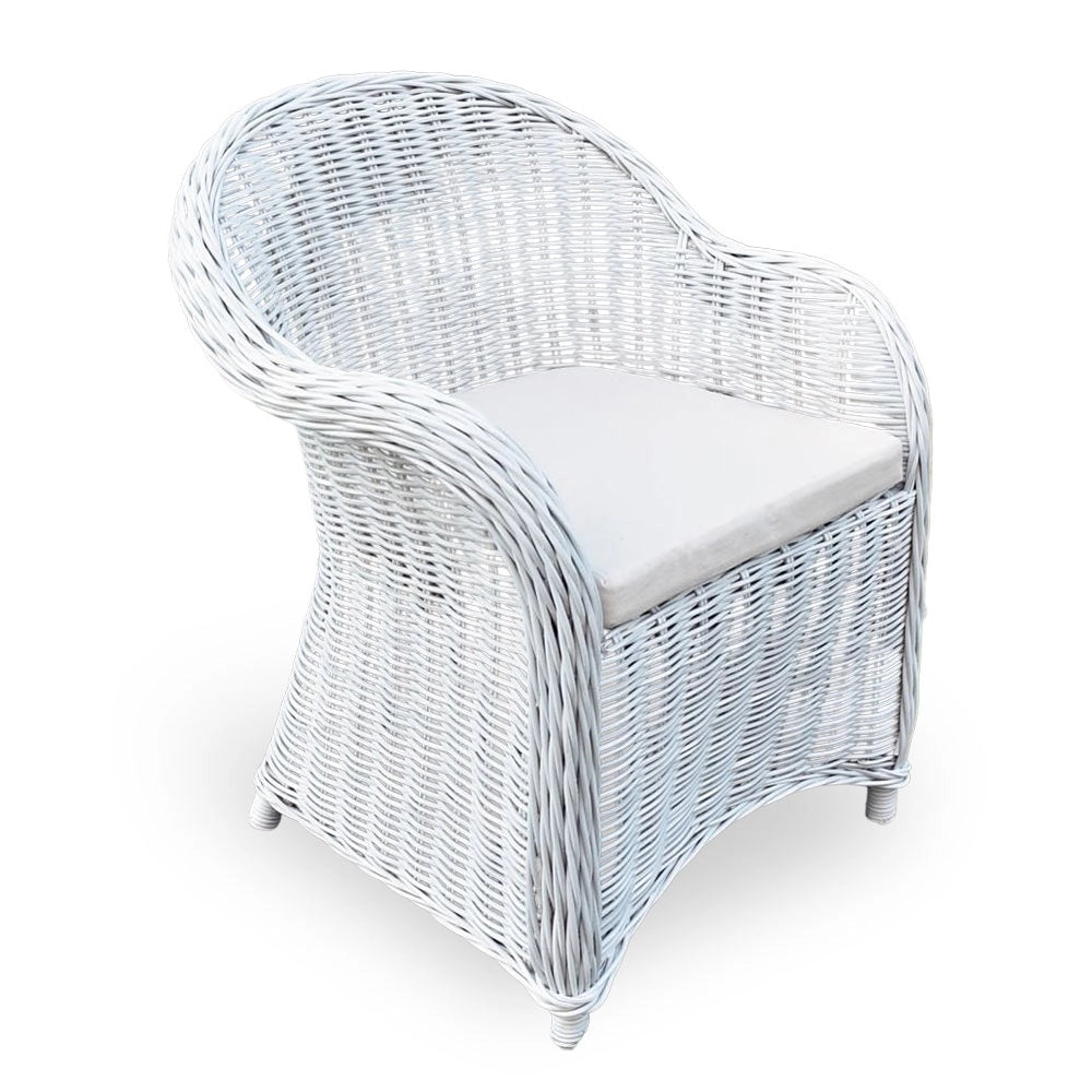 Salotto Roma da 1 divanetto 2 poltrone 1 tavolino in rattan intrecciato bianco