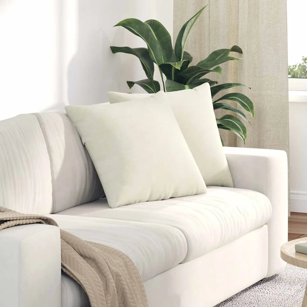 Cuscini da Divano 2 pz | Cuscini per sedie Crema 50 x 50 cm Tessuto in Cords