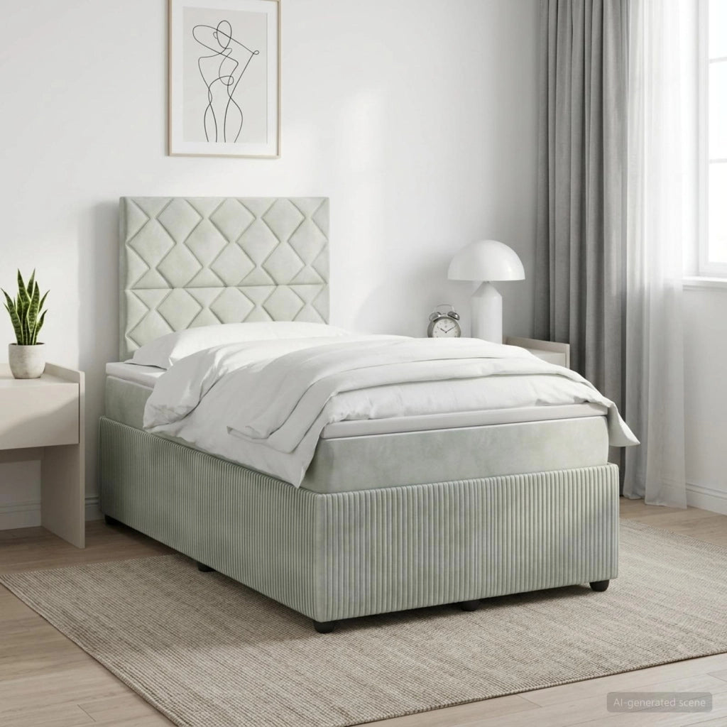 Letto box spring con materasso Grigio Chiaro 120 x 190 cm 3454571