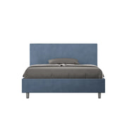 Letto imbottito Matrimoniale francese 140x210 cm Adele - Con rete,Microfibra,Blu
