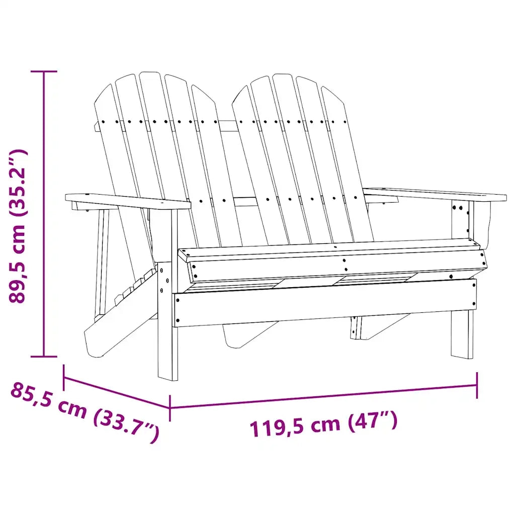 Sedia 2 Posti da Giardino Adirondack in Abete Massello Marrone