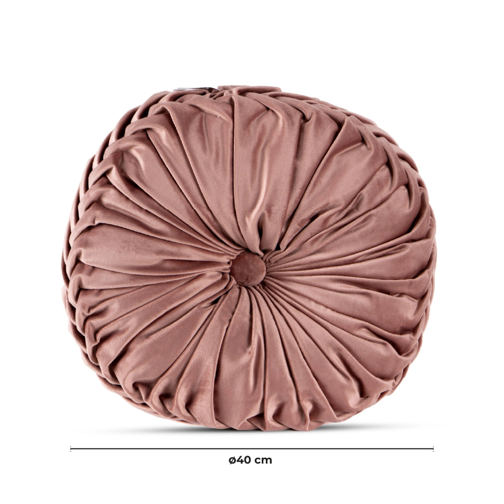 Cuscino Rotondo Zucca Effetto Velluto Circolari Per Divano Decorativo Letto 40 Cm  Rosa Antico